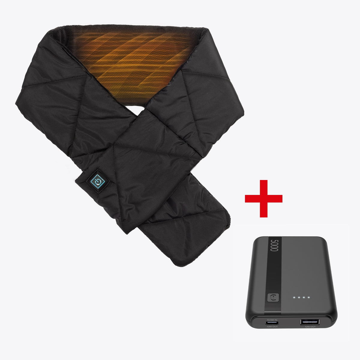 Cordless Heat on the Go Puffer Scarf Black + PowerBank