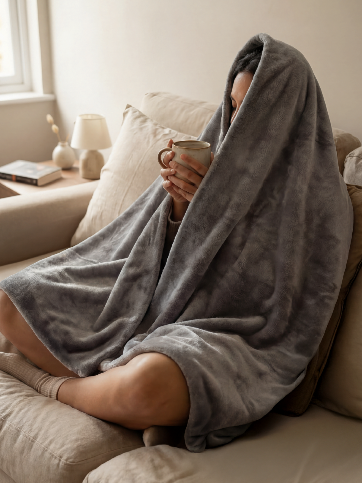 Snuggle Up Electric Warming Throw - Grey