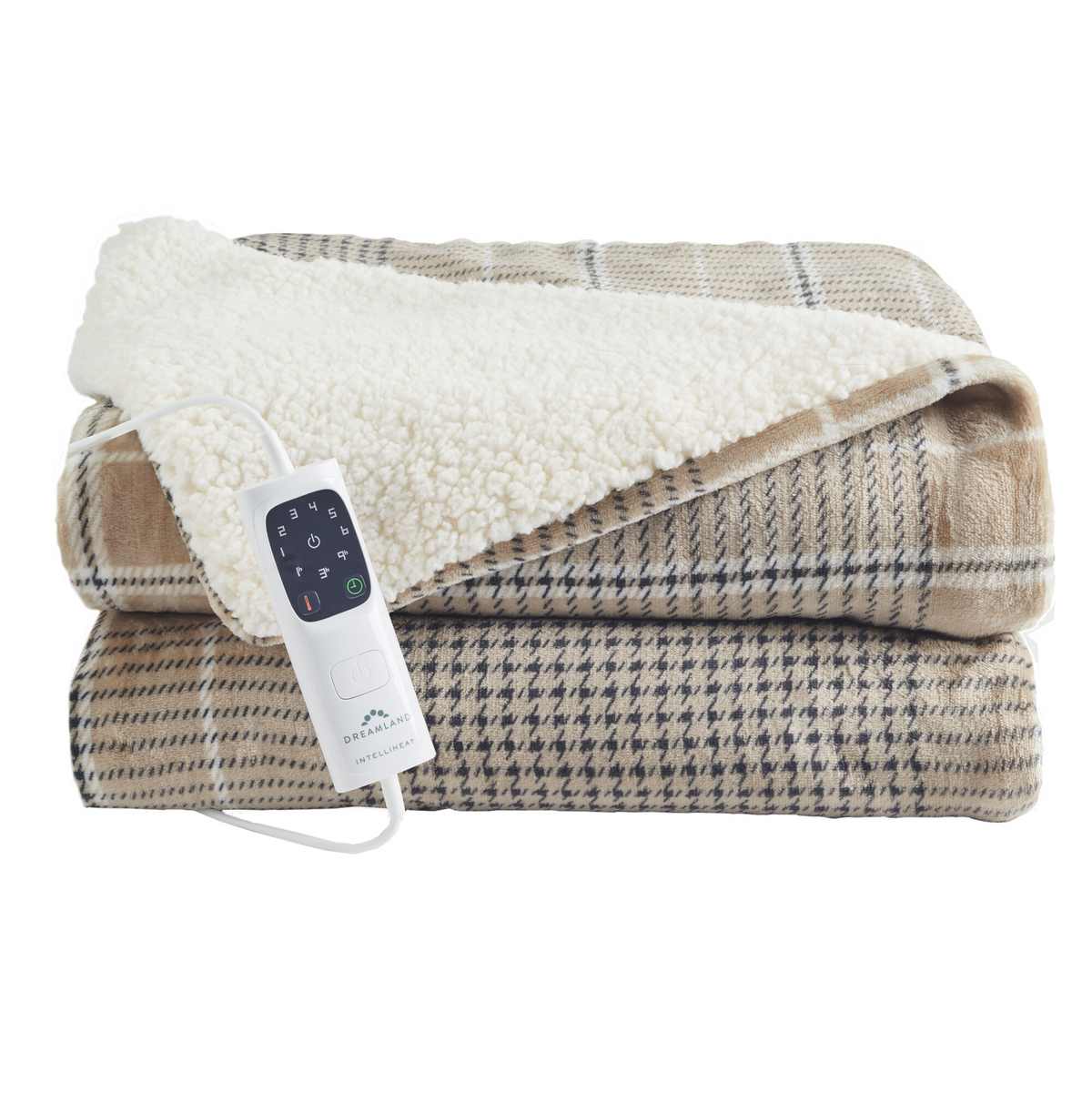 Nap Time Warming Sherpa Blanket - Beige Tartan