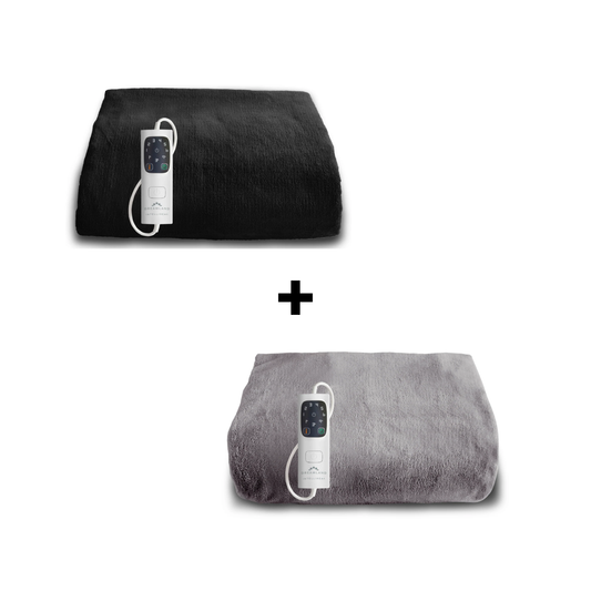 Snuggle Up Luxury Heated Throw Black & Grey Bundle