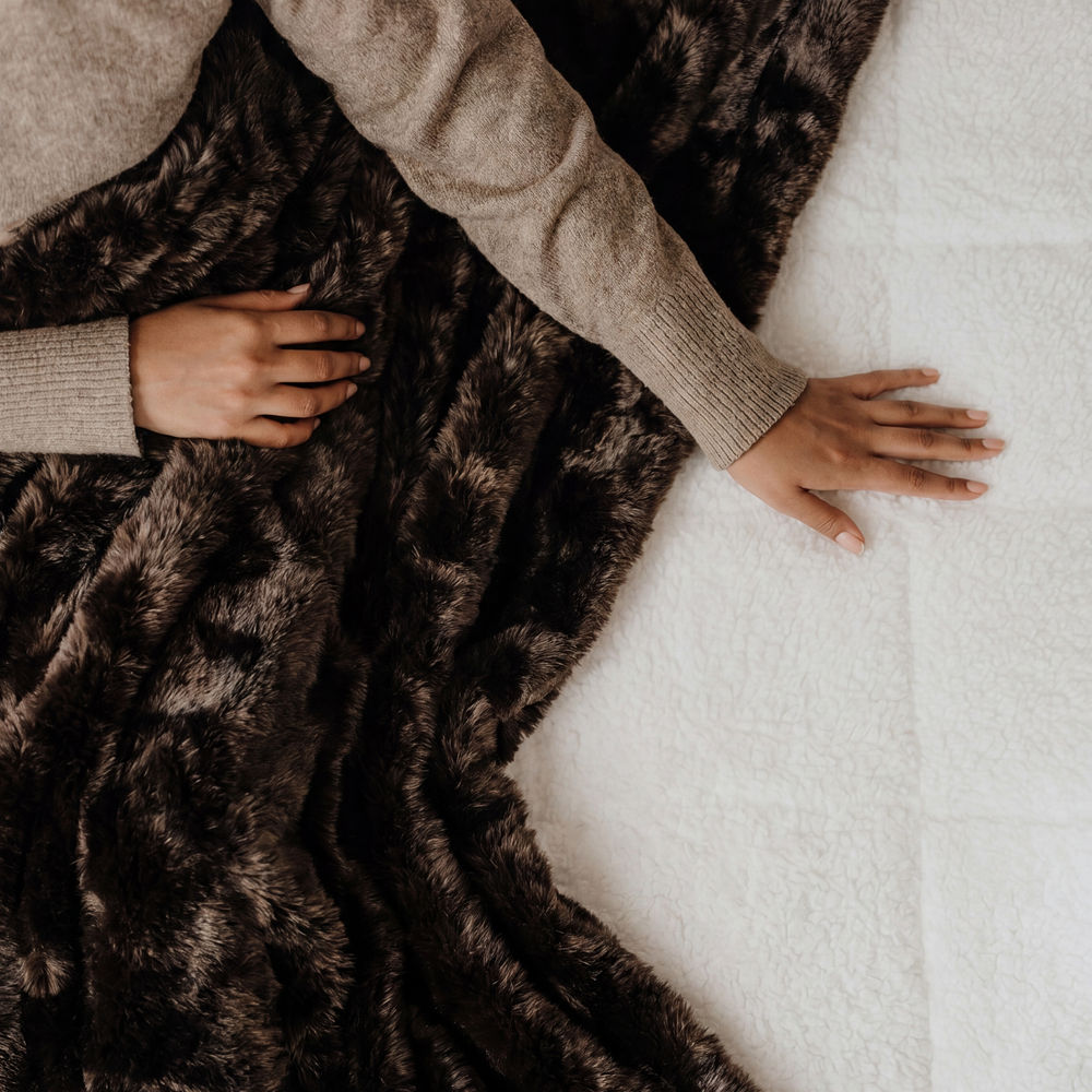 Hygge Days Luxury Faux Fur Warming Throw - Dark Brown
