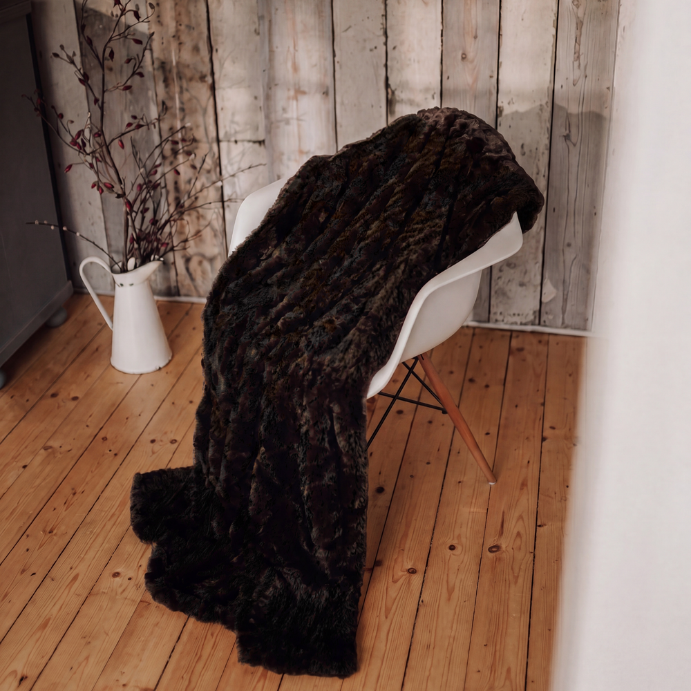 Hygge Days Luxury Faux Fur Warming Throw - Dark Brown