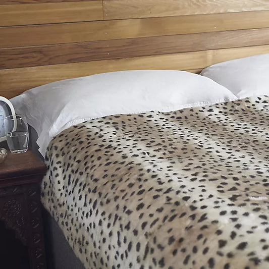 Luxury Faux Fur Warming Throw - Leopard Print