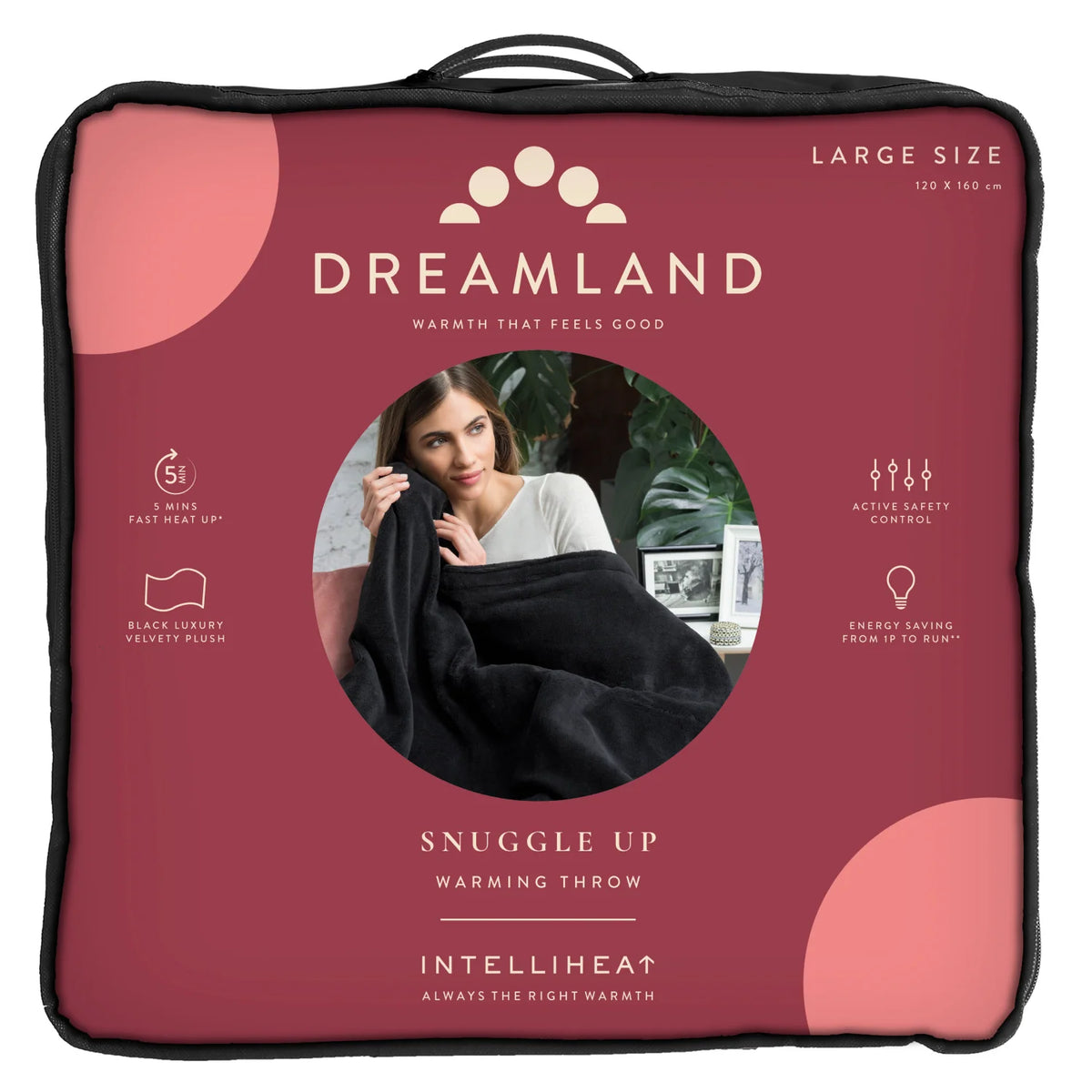 Snuggle Up Luxury Heated Throw Black Bundle