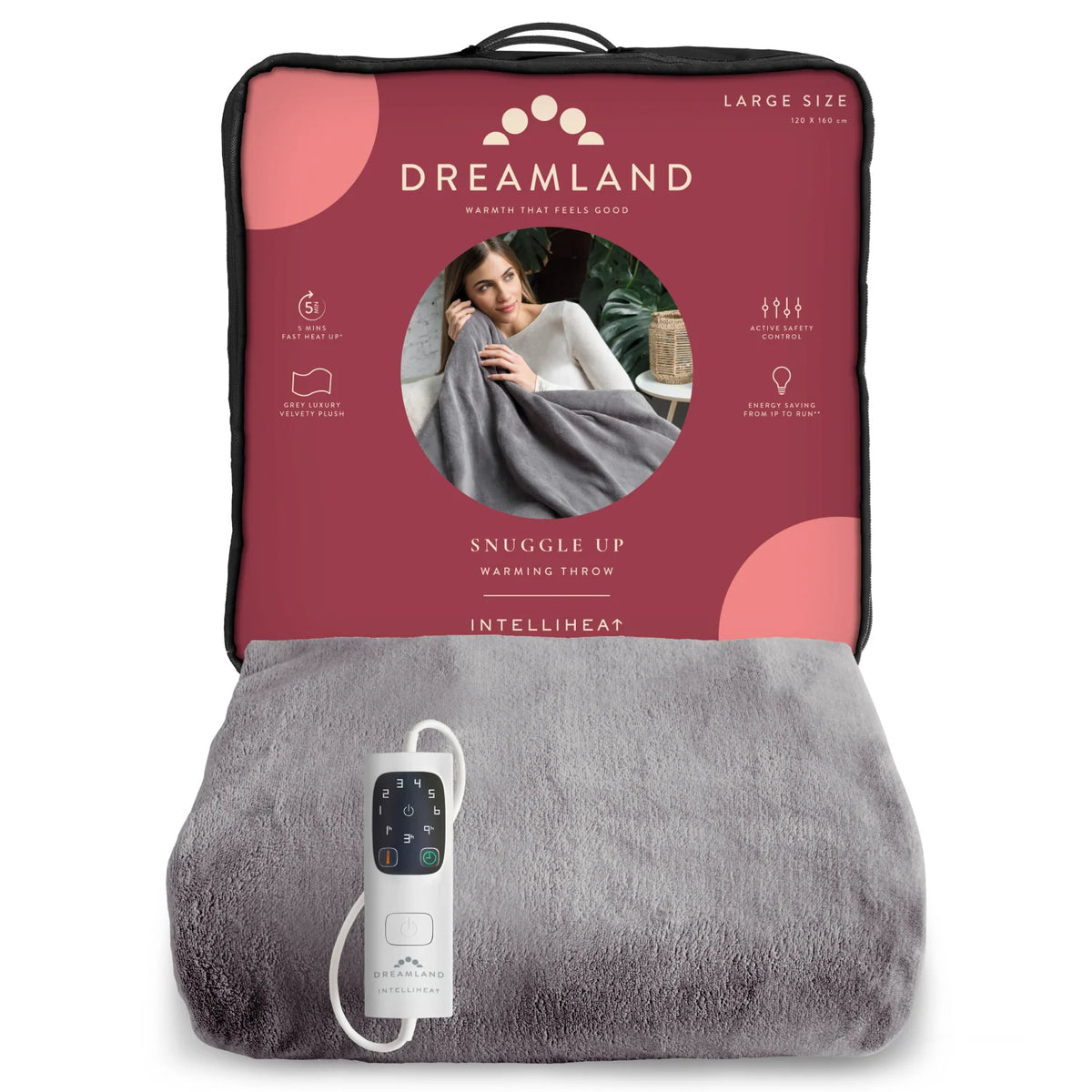 Snuggle Up Luxury Heated Throw Black & Grey Bundle