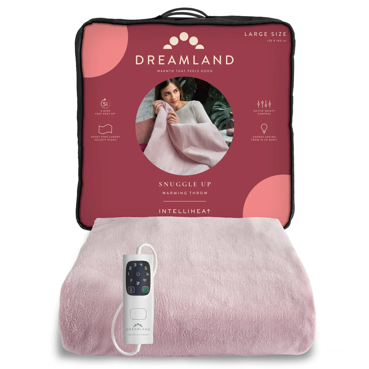 Snuggle Up Luxury Heated Throw Pink Bundle