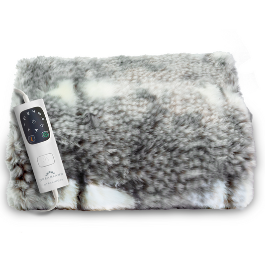 Hygge Luxury Faux Fur Warming Throw Fallow Deer Print DreamlandUK
