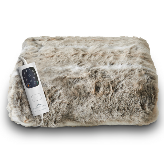 Hygge Luxury Faux Fur Warming Throw Alaskan Husky Print