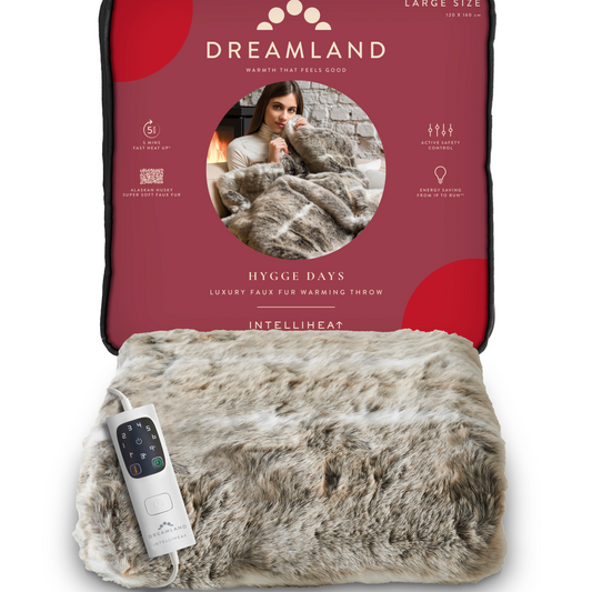 Hygge Luxury Faux Fur Warming Throw Alaskan Husky Print DreamlandUK