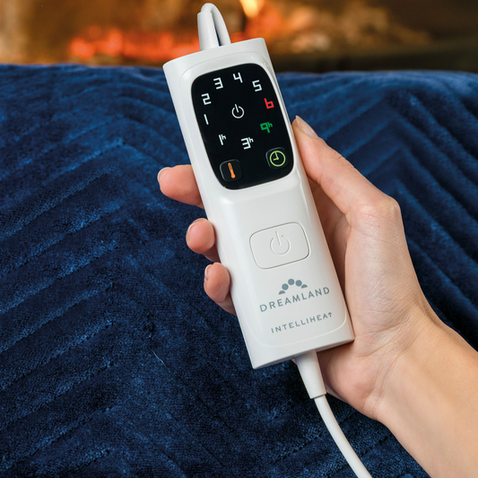 Deluxe Velvet Warming Throw Navy Blue Herringbone DreamlandUK