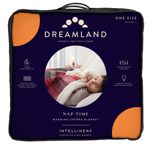 Sherpa Heated Throw Velvety Tartan Check DreamlandUK