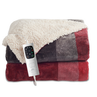 Nap Time Warming Sherpa Blanket - Red Tartan